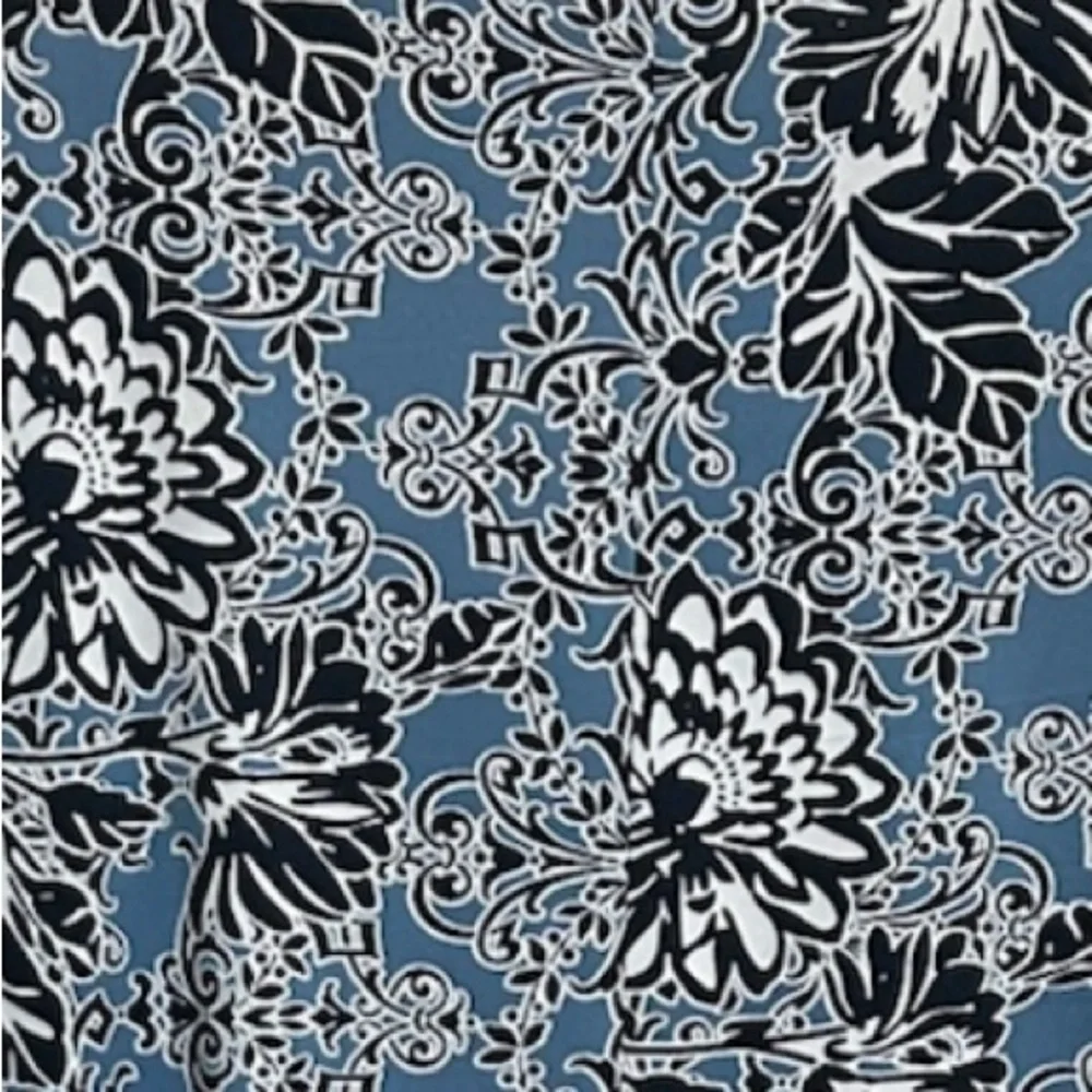Ruby Rd Dress Size Large Blue Floral Print Long Sleeve Casual NWT